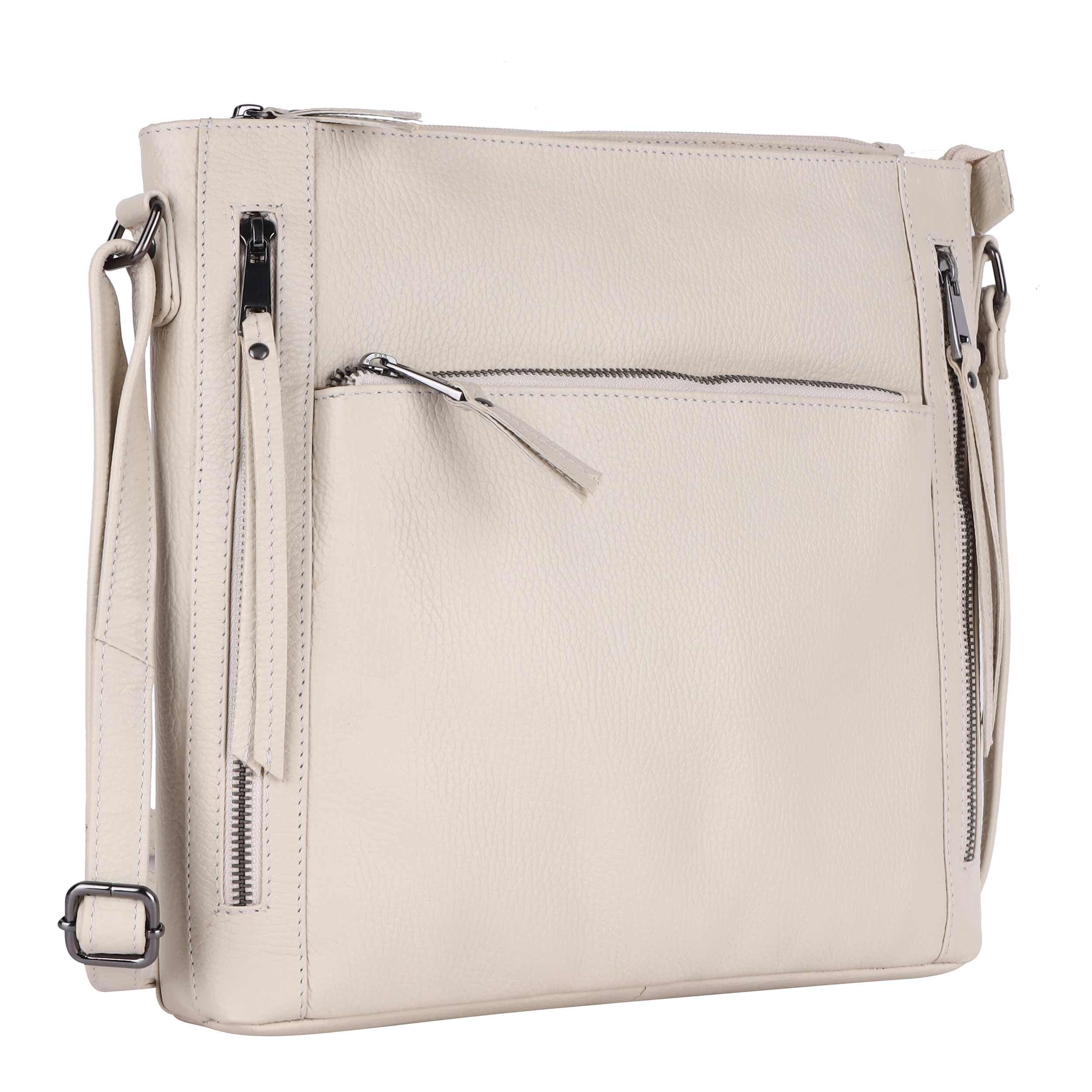 2521 Grace Soft Napa Real Leather Large Cross Body Handbag-Double Zip